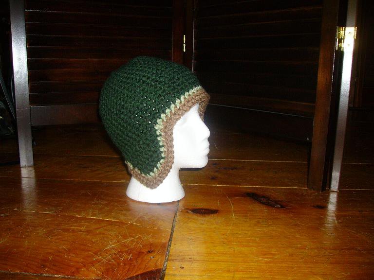 Green and brown beanie