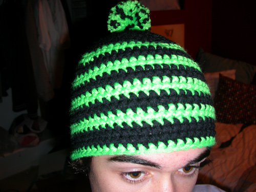 Green hat for customer