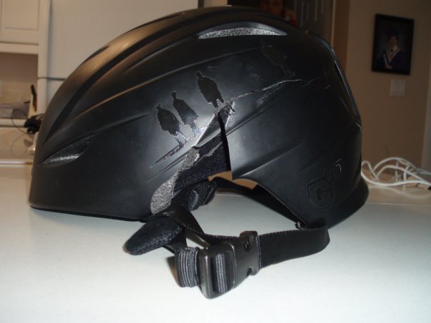 Broken helmet