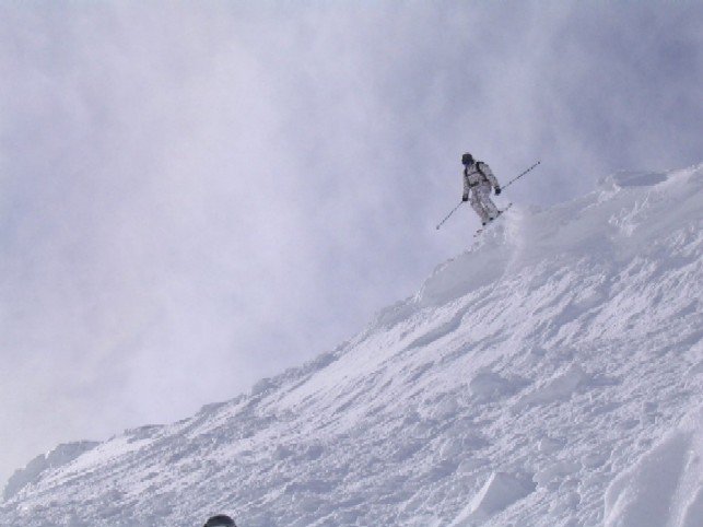 Small pow cliff at the top of snowbasin