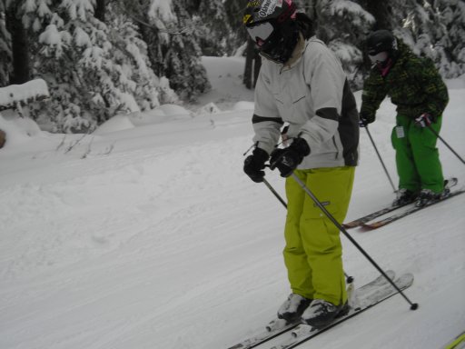 Skiing.