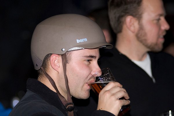 HE NEEDS A HELMET TO DRINK