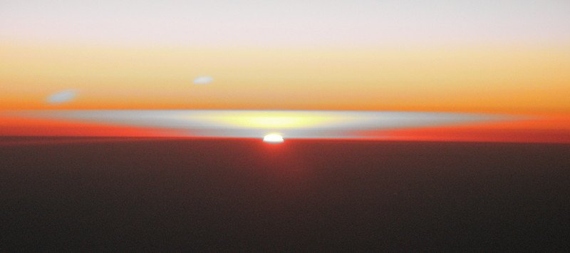 Sunrise in the southern hemisphere at 35,000 feet