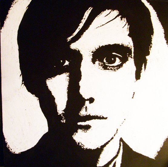 Scratchboard of conor oberst of bright eyes