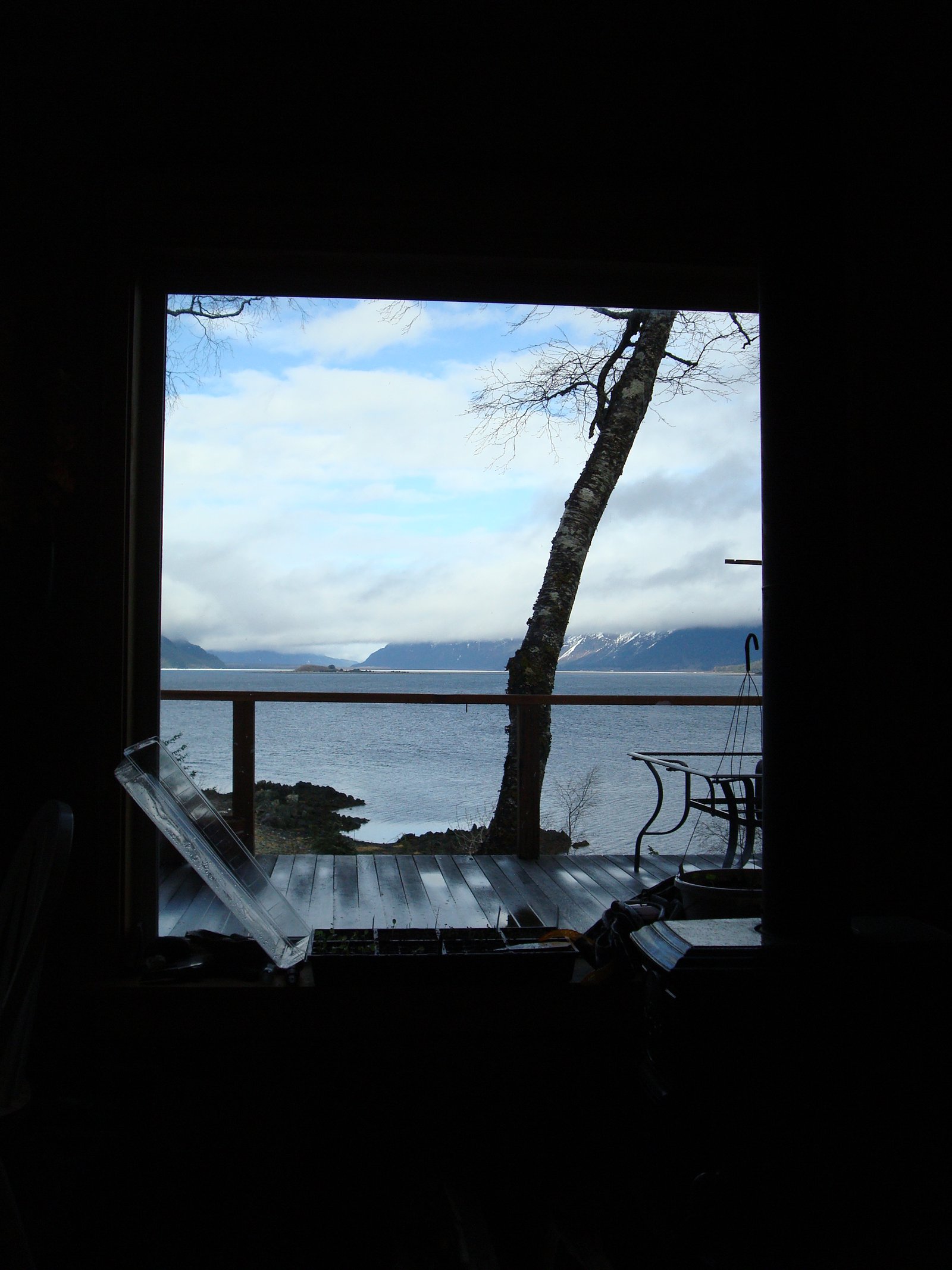 View of Haines mountains covered in clouds