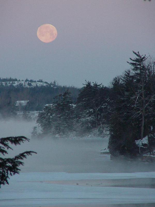 Winter Moonrise river shot.