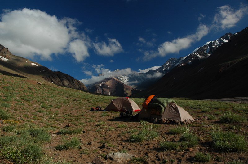 Setting up shop at the base of Mt. Aconcagua