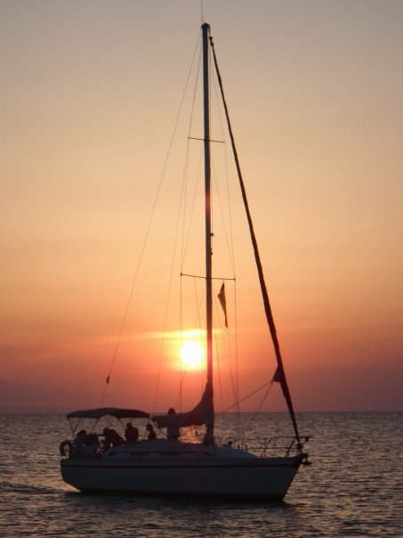 My boat in an Agean sunset