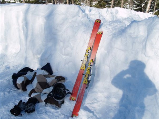 Jacket and skis