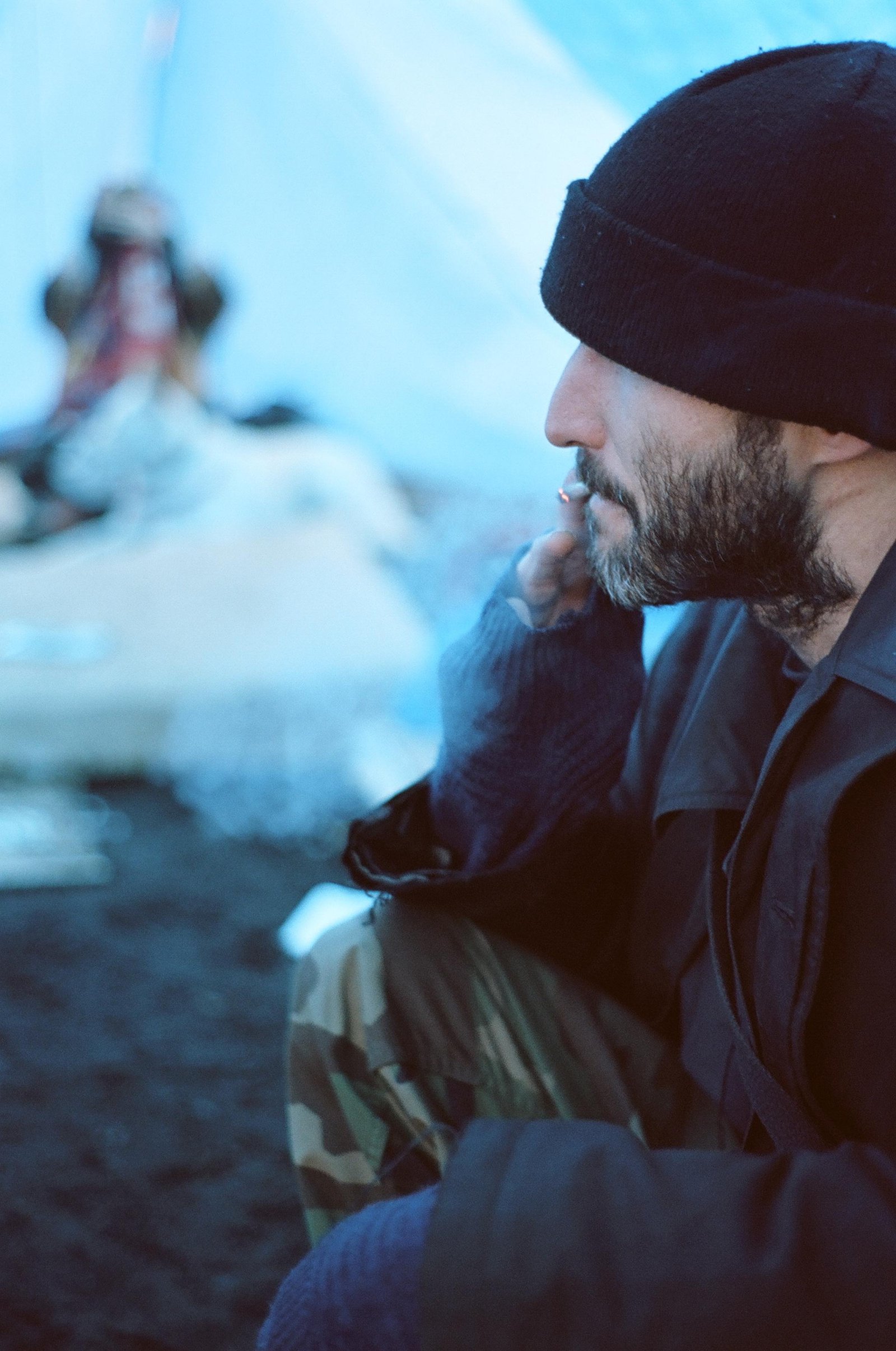 Homeless guy smoking reefer