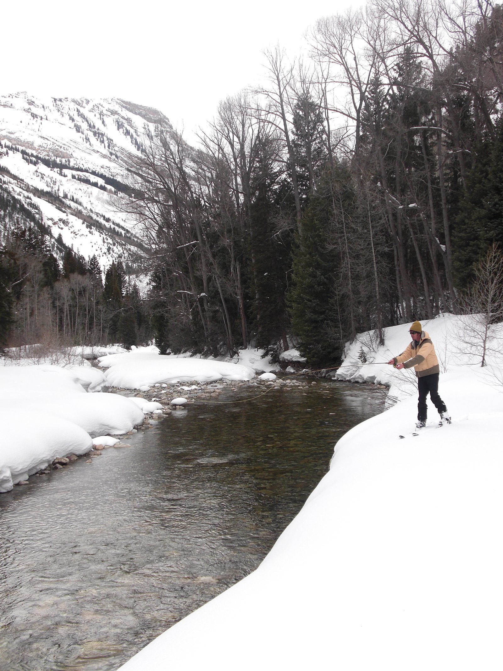 Skiing and fishing