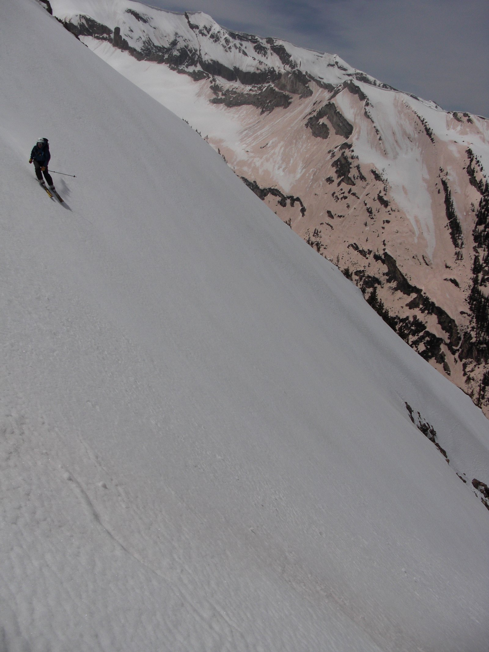 Skiing down Crystal Peak