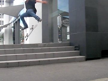 Gus kickfliping this little 4 stair