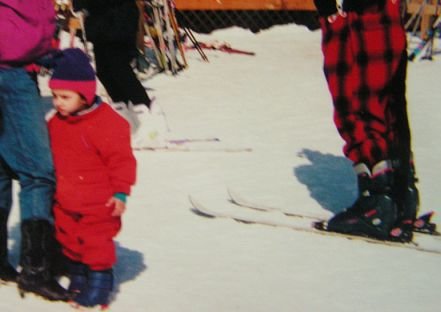 Watching my sister ski as a babe