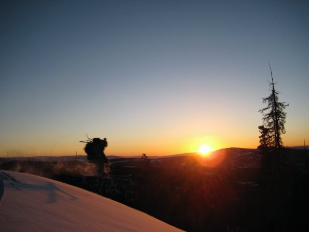 Sunset skiing