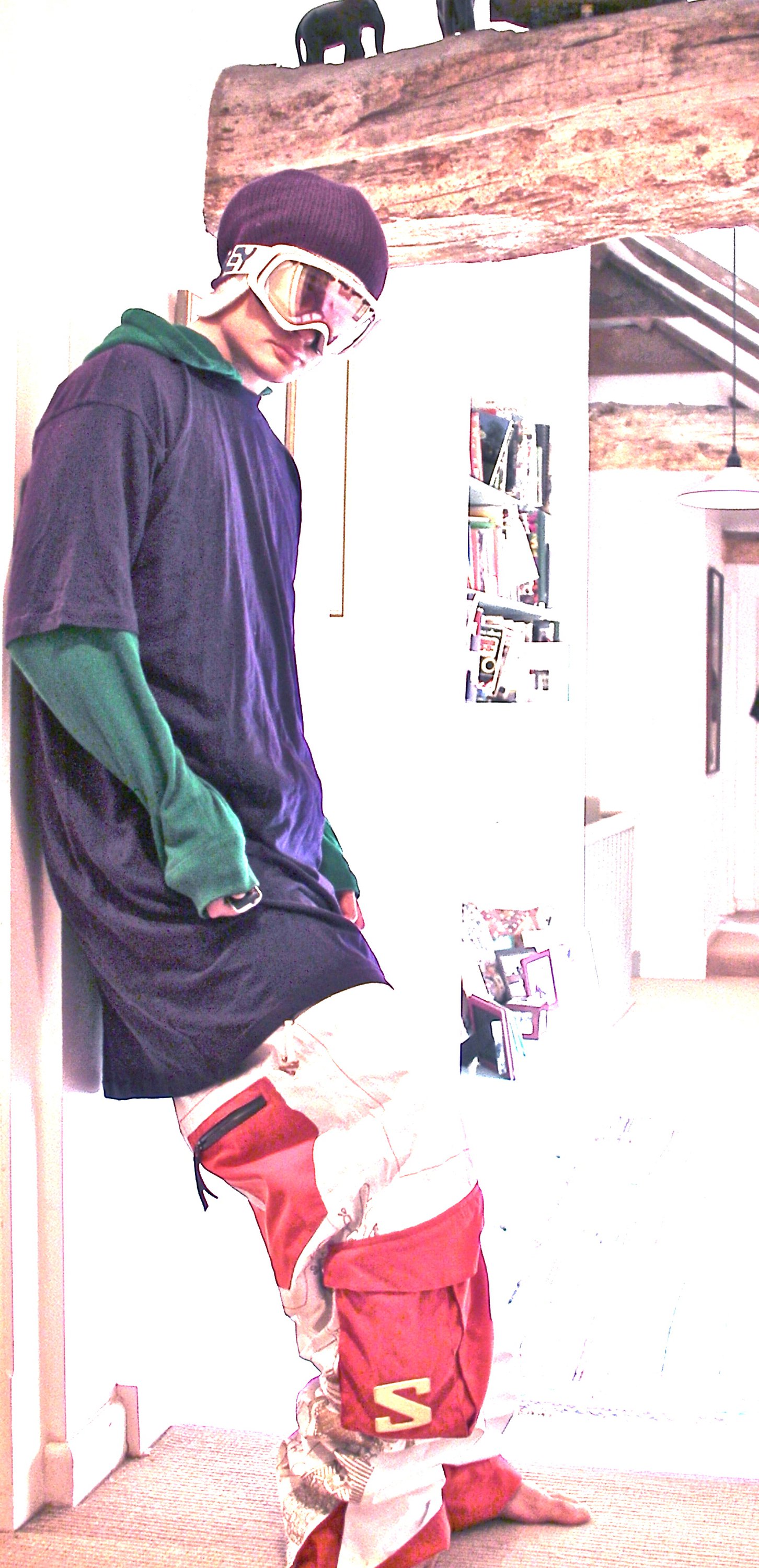 G-Suit Pants and Purple Tall Tee