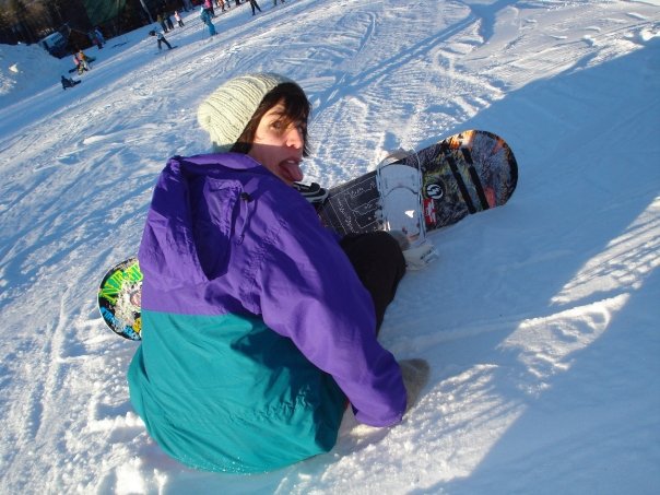 Trying my hand at snowboarding