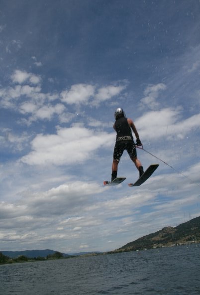 Some jump waterskiing.