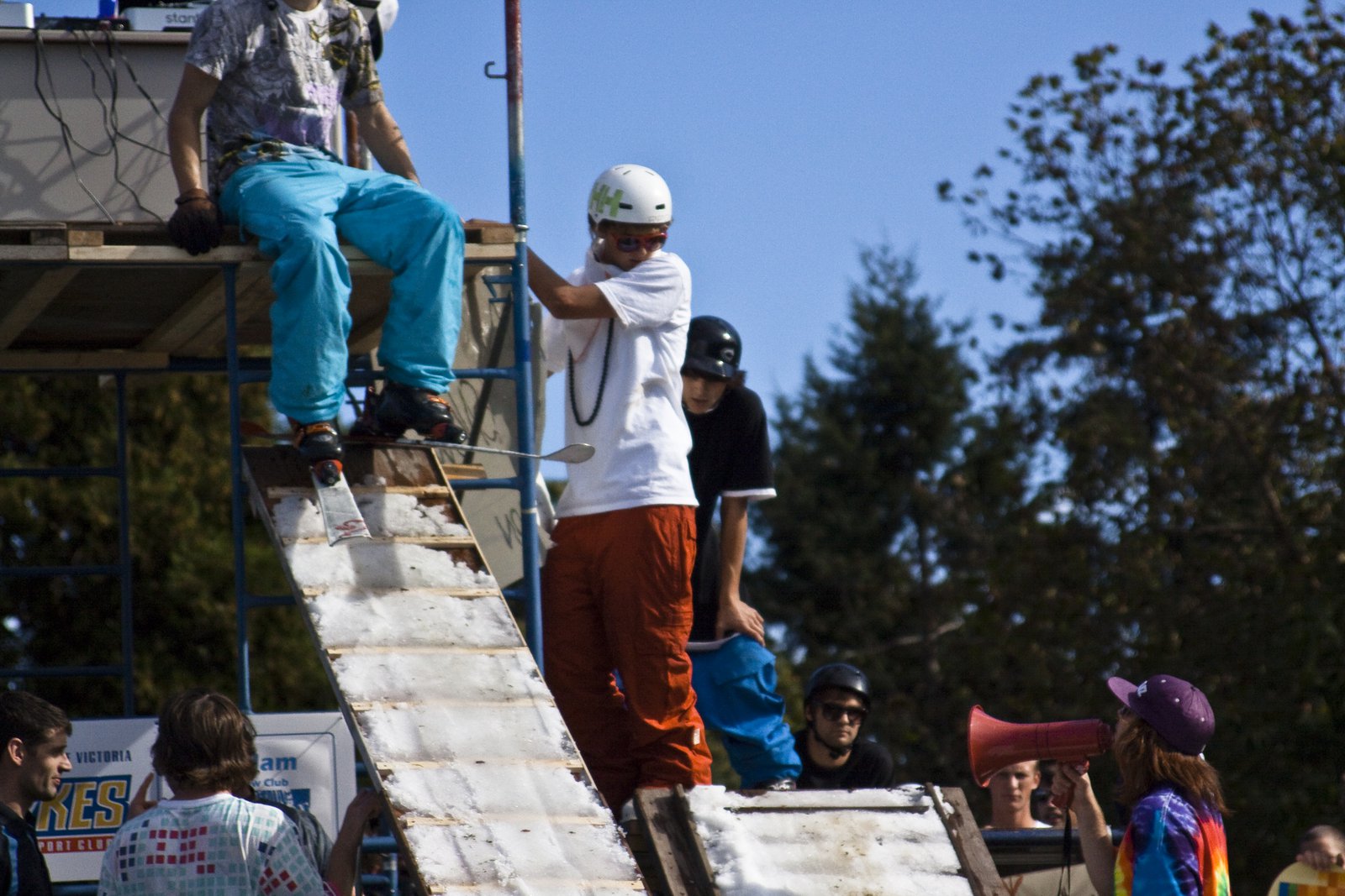 Cody climbing up to the 10ft drop in