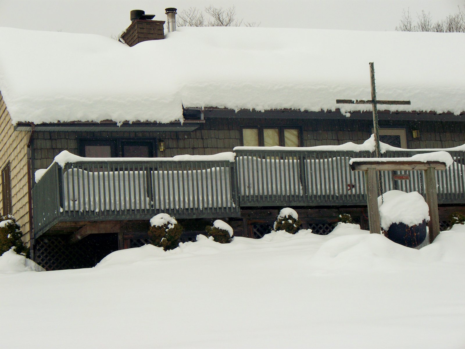 My house covered in snow