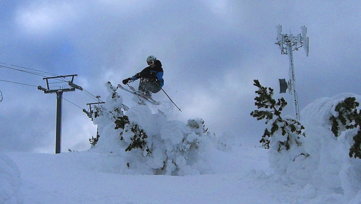Skiing over trees