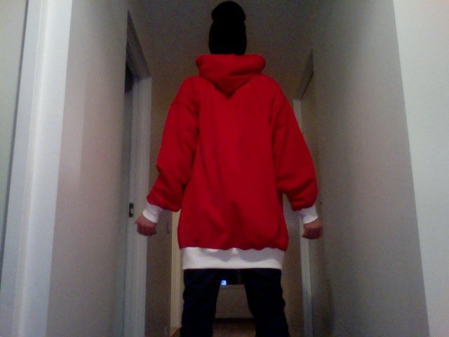 Red - White Hoodie - Back