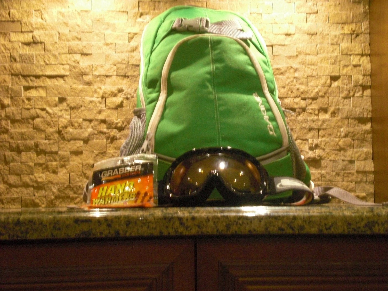 Dakine backpack , goggles, handwarmers