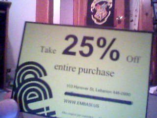 25% off purchase