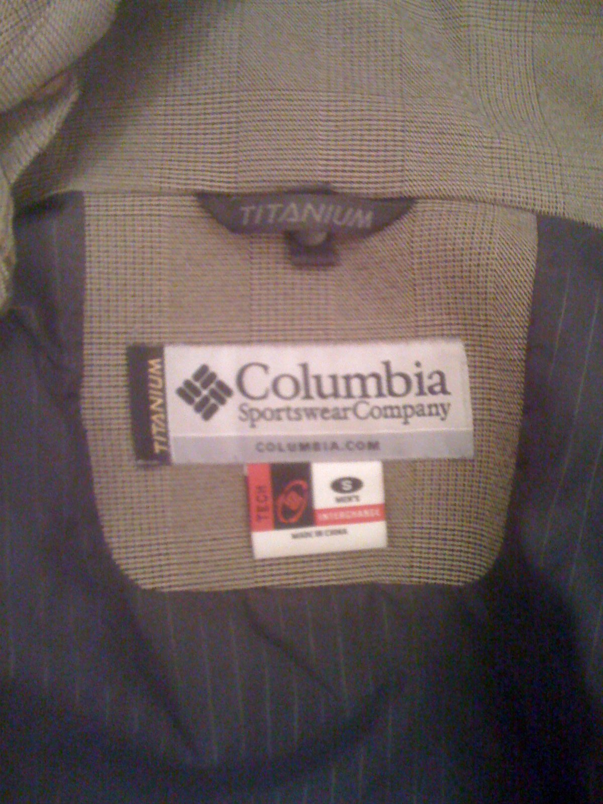 Tag of columbia jacket