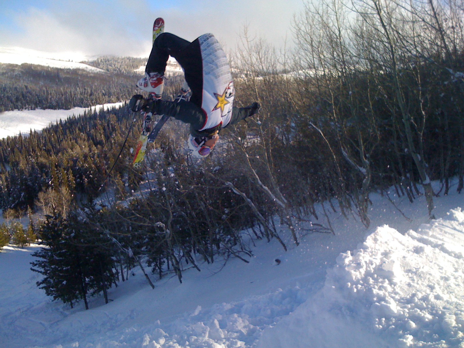 Losing both skis on backflip