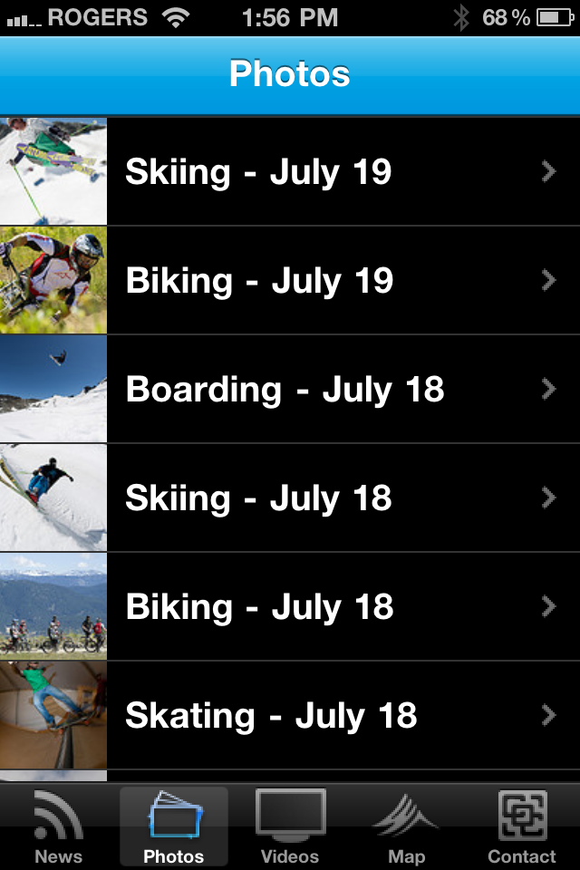 Photos Screen from The Camp of Champions IPhone Android App
