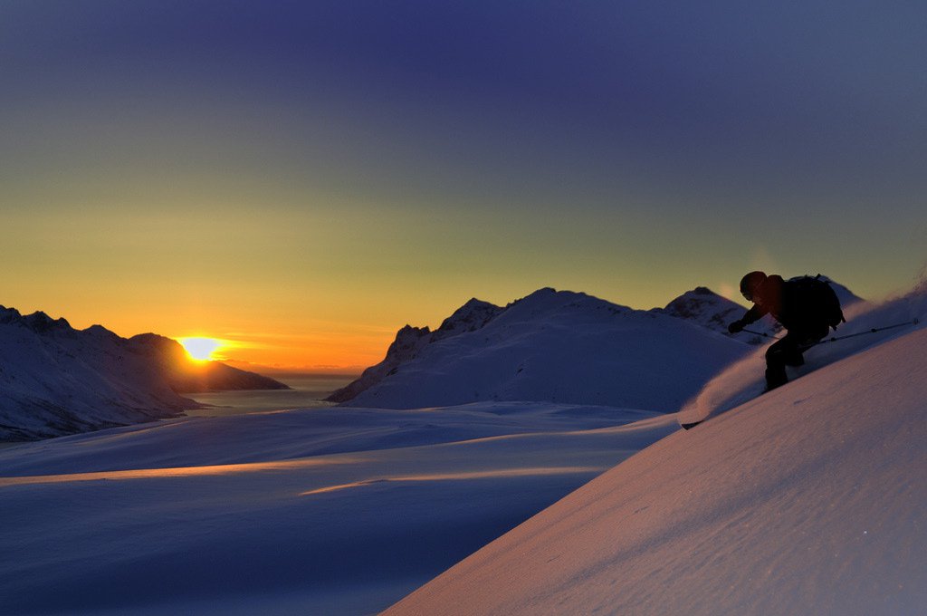 Me skiing in TromsÃ¸, Norway.