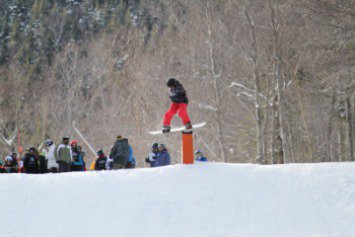 Snowboarding at loon for a comp.