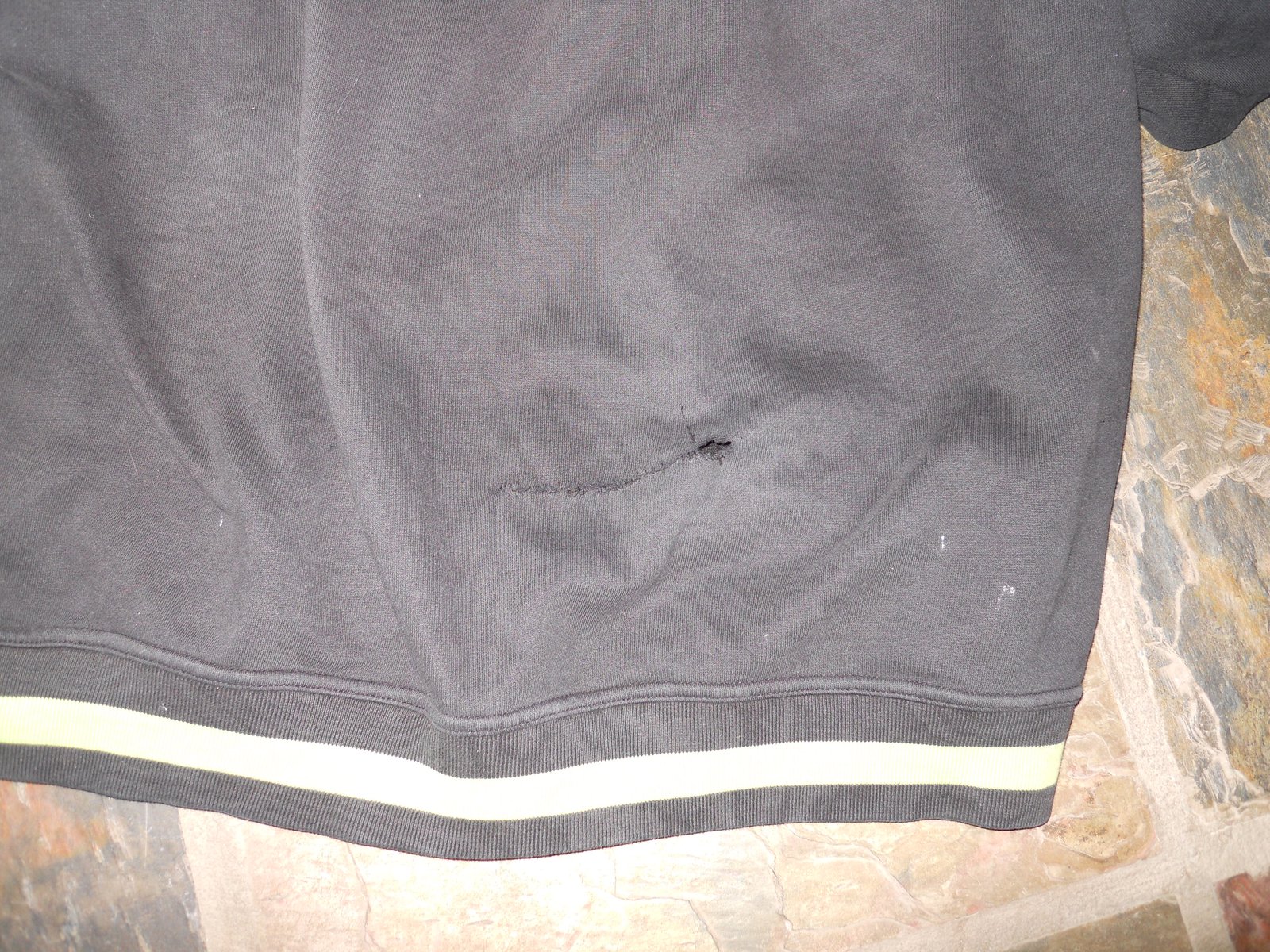 Line black hoodie hole