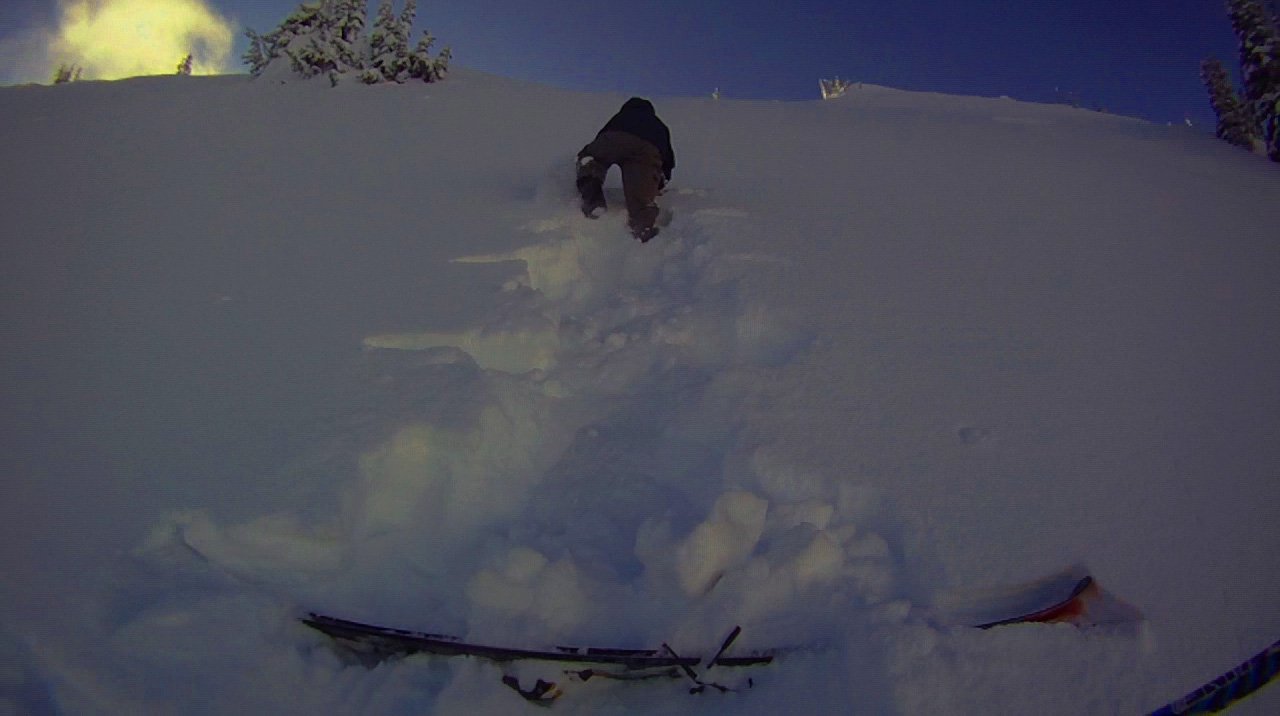 Hiking up to a zone in campbell basin