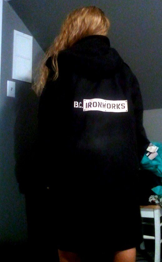 Back of jacket: BCIronworks<3