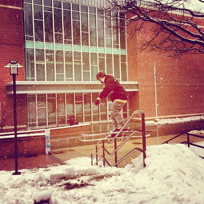 Late March campus handrail