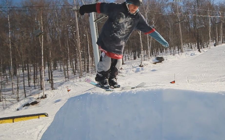 nose pressing the top of a jump