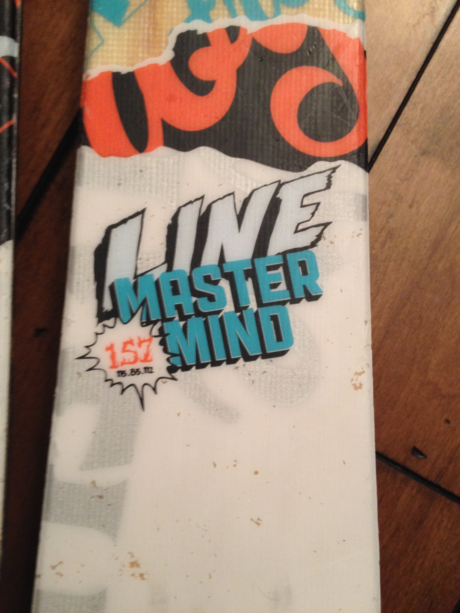  Pair of 2011/2012 Line Mastermind twin tip skis size 157