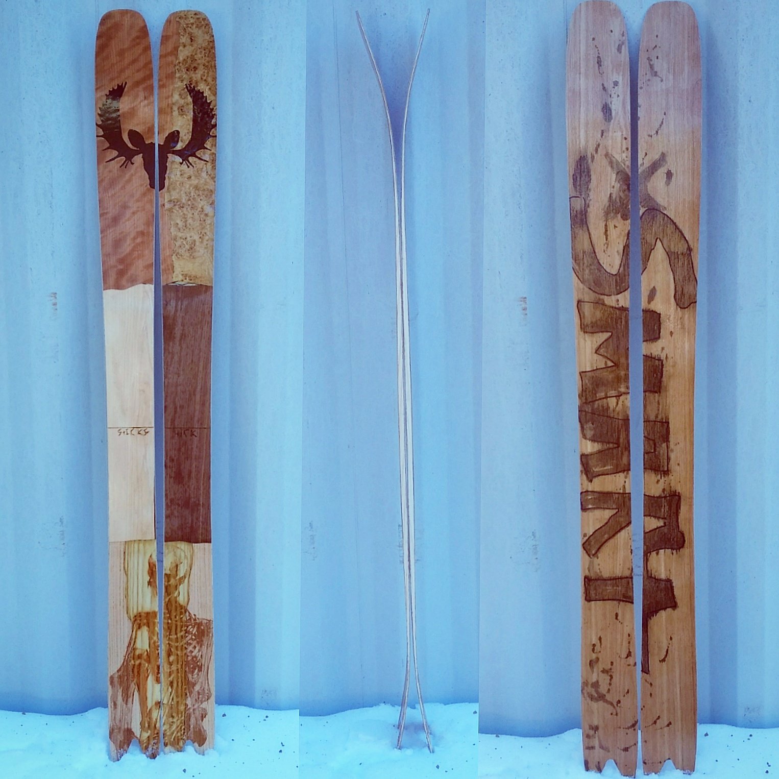 Hick Sticks 180cm an all wood ski.