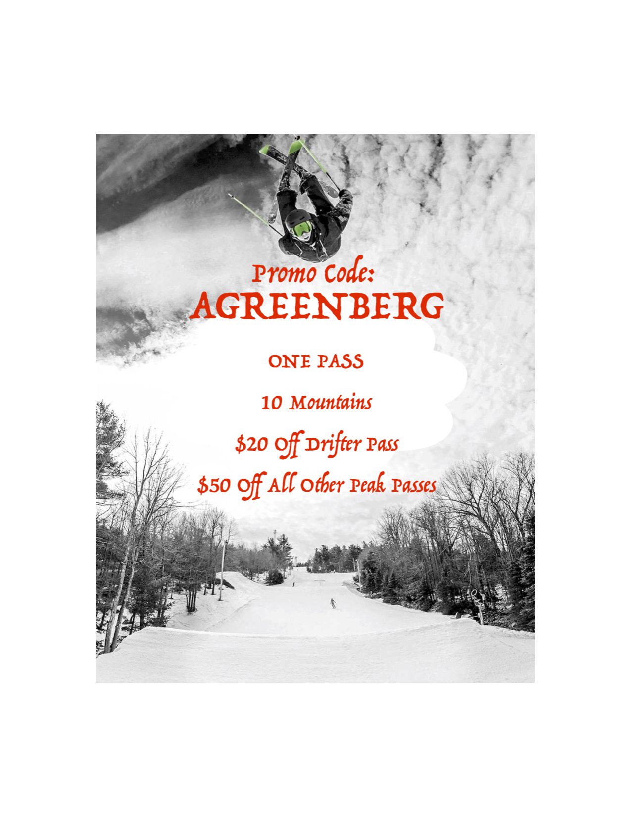 Promo Code For All Peak Passes! Use Code: AGREENBERG