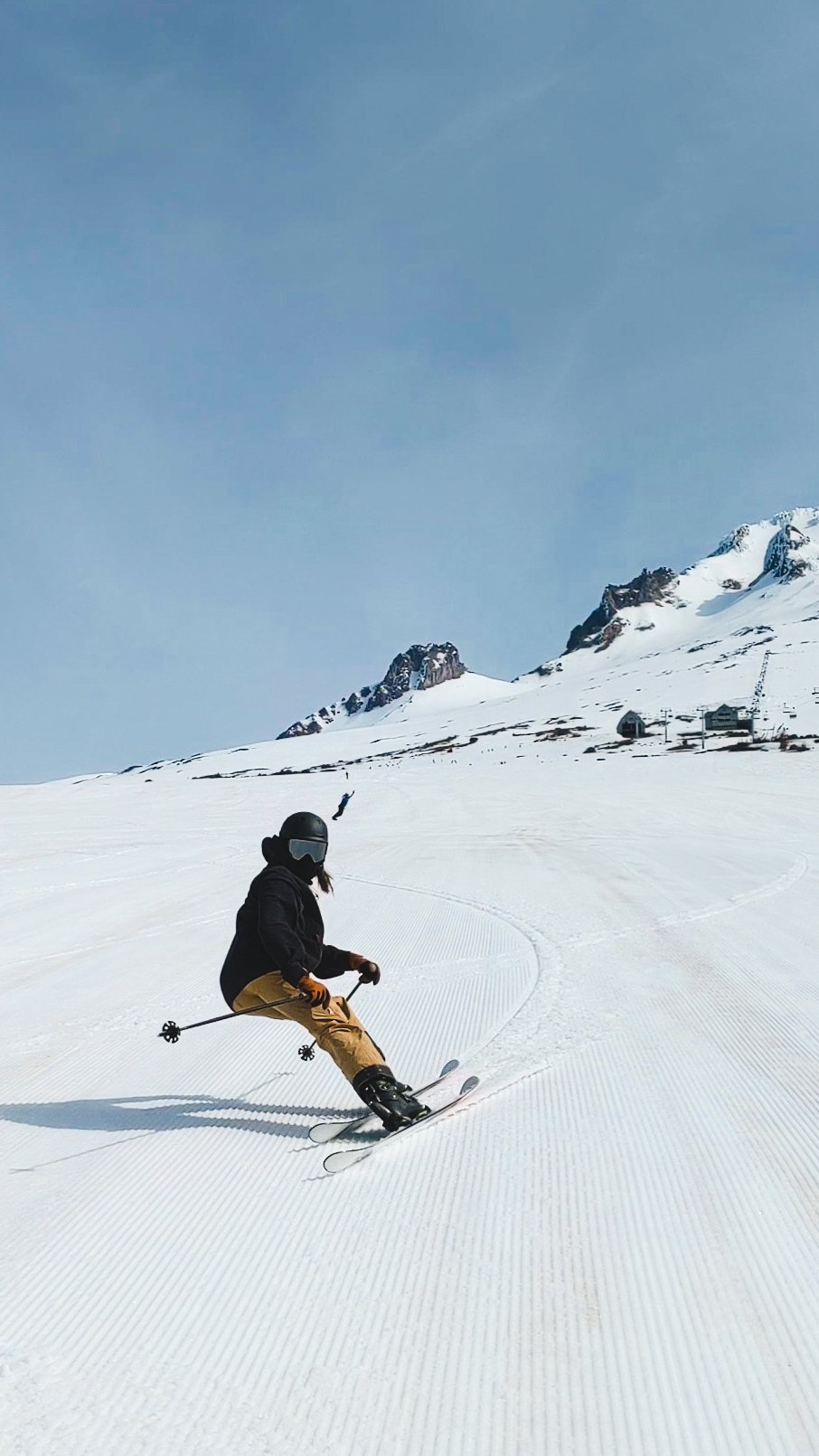 Skiing backwards
