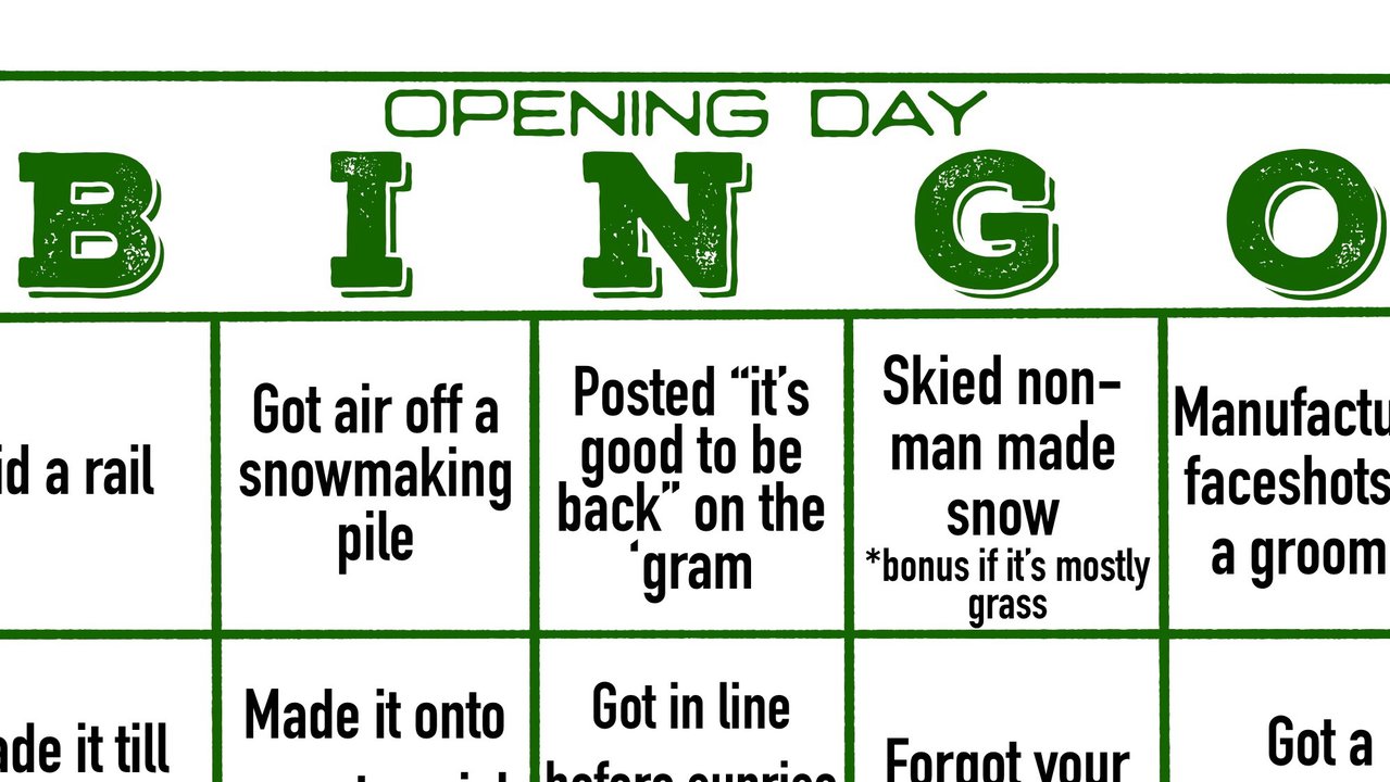 Opening Day Bingo