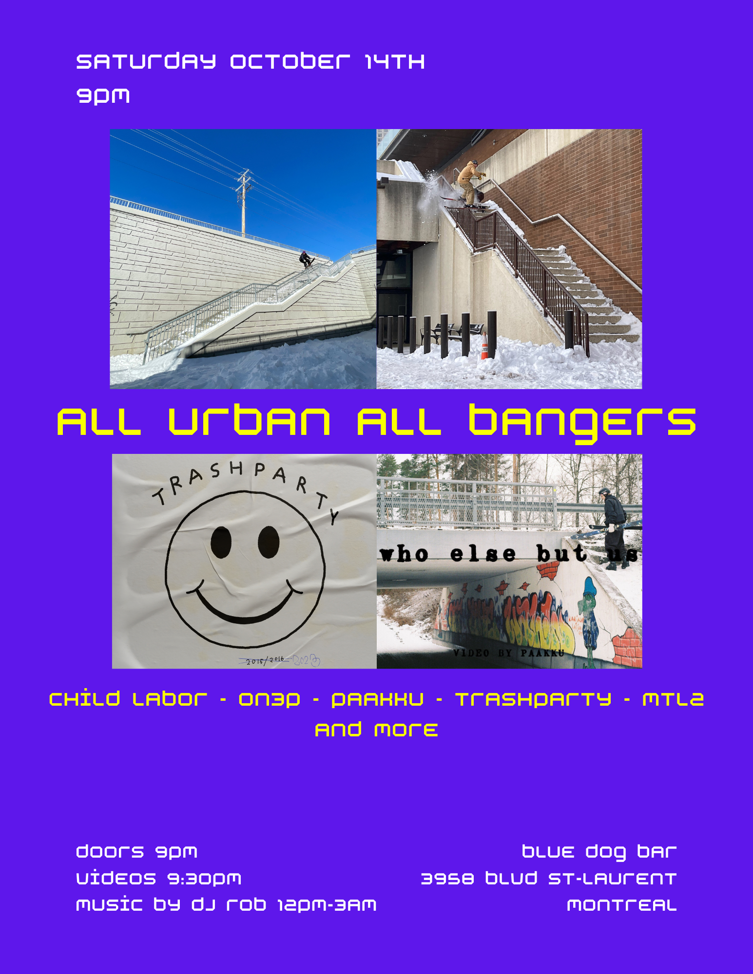 ALL URBAN ALL BANGERS - Saturday October 14th in Montreal